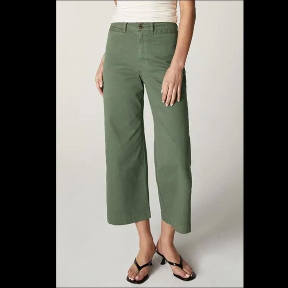 Anthropologie Unpublished Gemma Green Crop Wide Leg Pants 25" - Picture 1 of 8